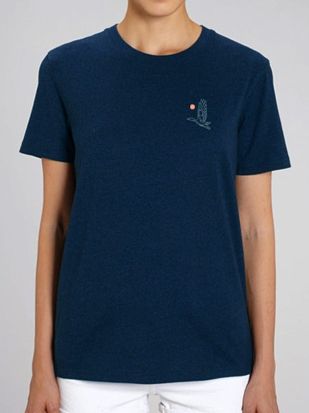 Flying Mallard Embroidered Organic Tee (Blue Stitch)