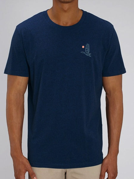 Flying Mallard Embroidered Organic Tee (Blue Stitch)