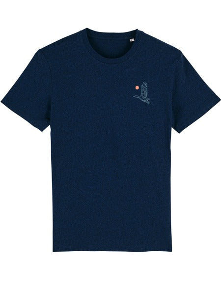 Flying Mallard Embroidered Organic Tee (Blue Stitch)